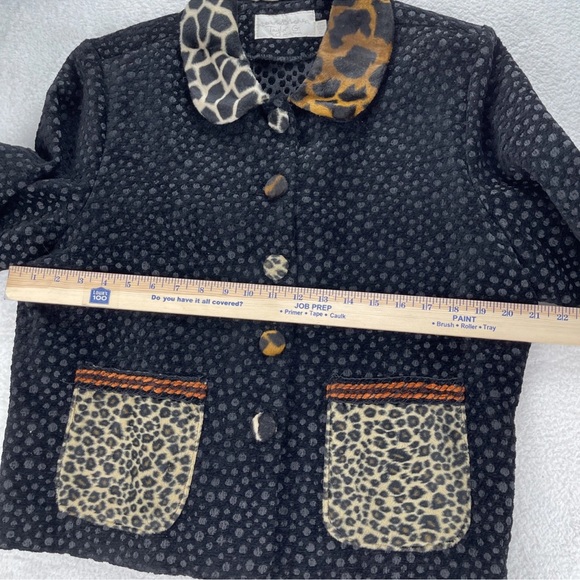 Vtg Taylor G Animal Print Black Jacket Sz XL Eclectic Artsy Dallas Tx Old Money - Picture 4 of 9